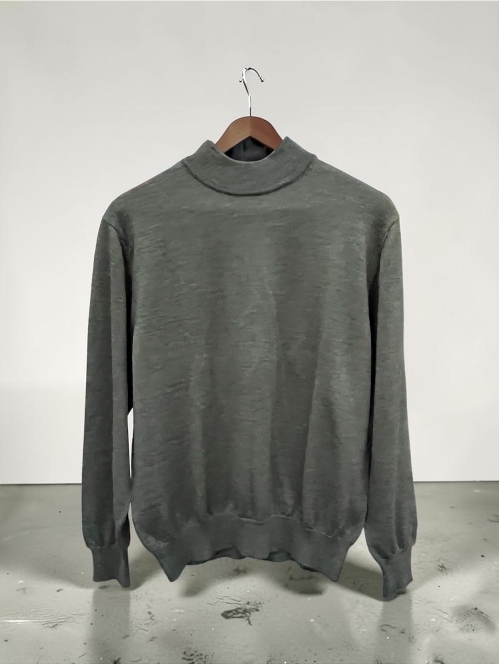 Morgano Italy 100% Pure New Wool Turtleneck Sweater M Olive Brown